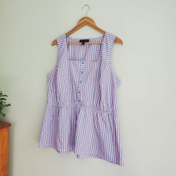 Lane Bryant red,white and blue stripe peplum tank top plus size womens 16 - Picture 6 of 8